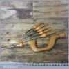 Antique European Beechwood Carpenters Brace 6 No: Wooden Bit Holders