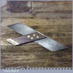 Vintage Carpenter’s 10” Mahogany Brass Mitre Hook Square - Good Condition