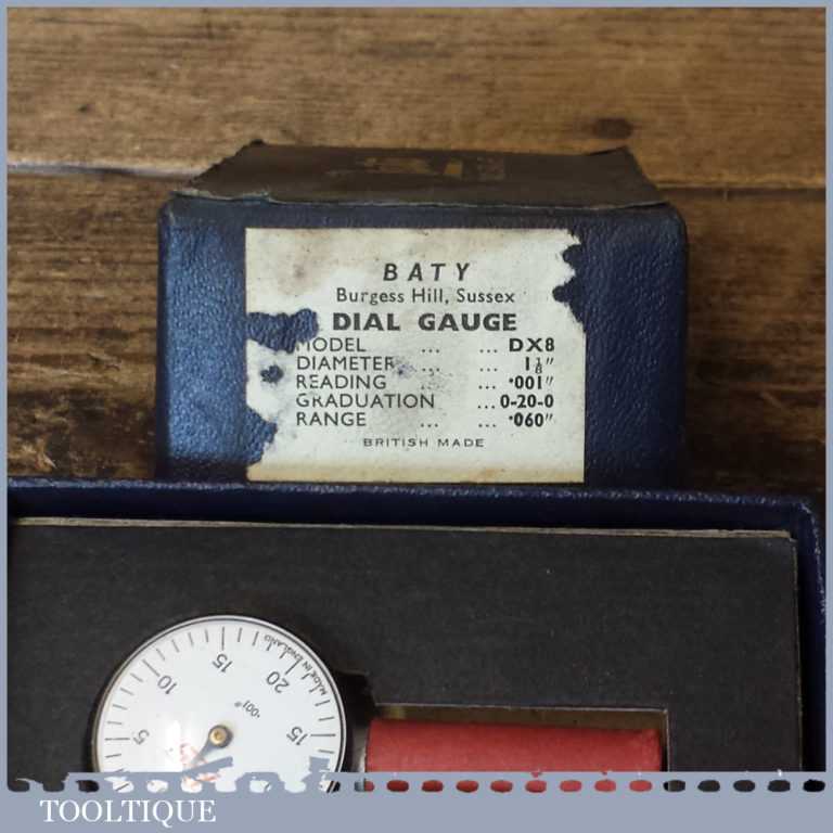 Boxed Baty Vintage Precision Engineer’s Clock Gauge Dial Test Indicator Tooltique