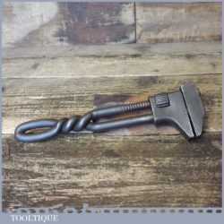 Primitive Antique 9” Adjustable Spanner Wrench With Spiral Handle