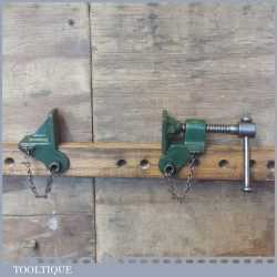 Vintage Pair Of Sash Clamp Heads Wooden Bar - Good Condition