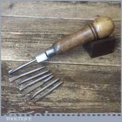 Vintage 7 Piece Beechwood And Brass Multi Tool - Good Condition