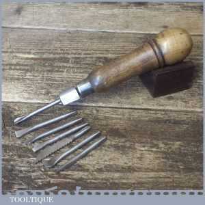 Vintage 7 Piece Beechwood And Brass Multi Tool - Good Condition