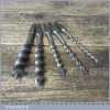 Vintage Set 5 Stumpy Double Spur Screw Auger Bits 3/16” – 3/4” Sharpened