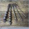 Vintage Set 5 Stumpy Double Spur Screw Auger Bits 3/16” – 3/4” Sharpened