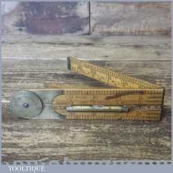 Vintage J Rabone & Sons No: 1190 Boxwood Brass 2ft Four Fold Rule