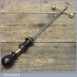 Antique 19th Century Archimedes Drill With Ebonised Handles - Brass Counterweights