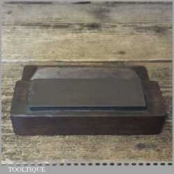 Vintage 4 ½” x 1 ½” India Oil Stone Mahogany Box - Lapped Flat