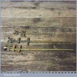 Vintage Record Set Of 3 Model Makers Brass Sash Clamps - Good Condition