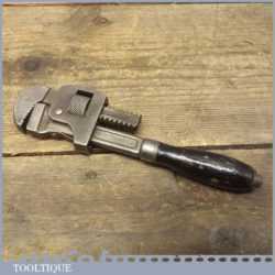 Vintage Pair Of 7” Stilson Type Wrench With Wooden Handle In Good Condition