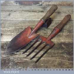 Nice Vintage English Made Gardener’s Fork and Trowel Set - Good Condition