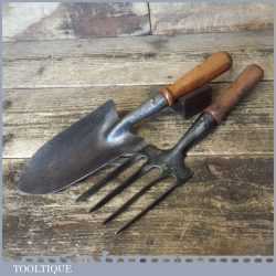 Nice Vintage English Made Gardener’s Fork and Trowel Set - Good Condition