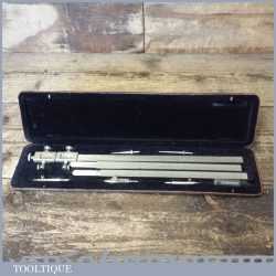 Quality vintage T H Armstrong Nickel Plated Trammel Set In Original Case