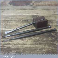Old Vintage Set 3 Stone Mason’s Or Sculpture’s Chisels - Good Condition