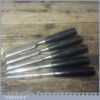 5 Vintage Stanley No: 5001 Carpenter’s Bevel Edge Chisels - Sharpened Honed