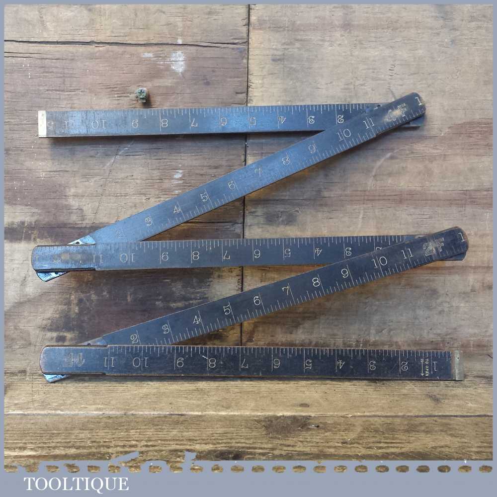 Vintage J. Rabone & Sons No 1530 Zigzag Folding Rule With Ebonised