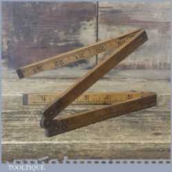 Vintage German 2 ft Boxwood And Brass Folding Rule - Good Condition