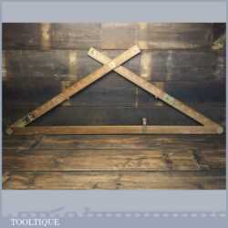 Vintage M.D.S. Surveyor’s Teak Brass Folding Triangle Spirit Level & Plumb Bob