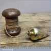 Vintage Steel Tipped Brass Plumb Bob With String And Wooden Bobbin