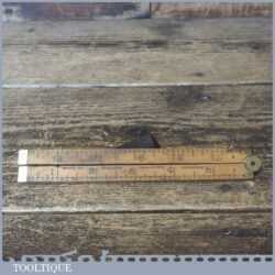 Vintage 12” Boxwood Brass Folding Imperial Rule - Good Condition