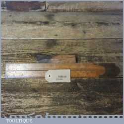 Vintage J Rabone 24″ Single Fold Boxwood Brass Extending Slide Rule Protractor