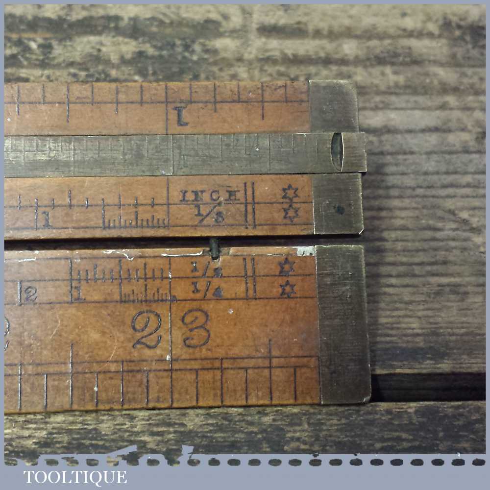 Vintage J Rabone 24″ Single Fold Boxwood Brass Extending Slide Rule ...