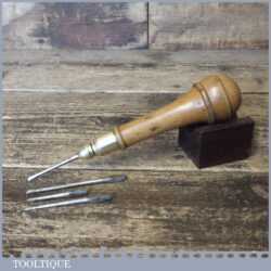 Vintage 4 Boxwood Brass Multi Tool Encased In Screw Top Handle