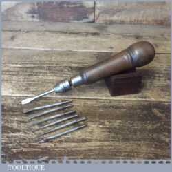 Vintage Beechwood Steel 7 Multi Tool Encased In Screw Top Handle