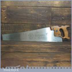 Crisp Vintage 22” Henry Disston USA D8 Cross Cut Panel Saw - Sharpened Refurbished