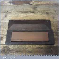 Vintage 7 ¾” x 2” Medium Grit India Oil Stone Mahogany Box - Lapped Flat