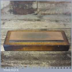 Vintage 8” x 2” India Oil Stone Pine Base Good Used Condition - Lapped Flat