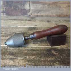 Vintage Hand Held Keyless Drill Chuck Beechwood Handle - Good Condition