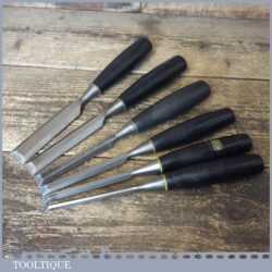 Vintage Set 6 Stanley 5001 Socketed Bevel Edge Chisels - 1/4” - 1"