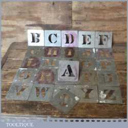 Vintage Metal Stencil Set Complete With 2” Letters & Sign - Good Condition