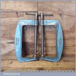 Vintage Pair Of Paramo 8” Heavy Duty Square Threaded ‘G’ Clamps - Good Condition