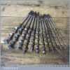 Vintage Set 13 Double Spur Screw Auger Bits 1/4” – 1” - Sharpened Ready To Use