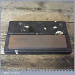 Vintage 8” x 2” India Oil Stone Wooden Box Good Used Condition - Lapped Flat