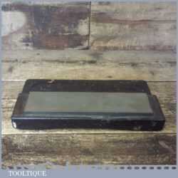 Vintage 8” x 2” Carborundum Oil Stone Wooden Box Good Used Condition - Lapped Flat