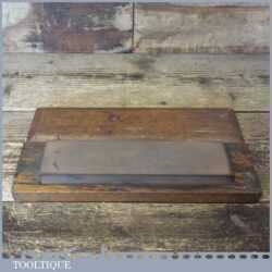 Vintage 8” x 2” India Oil Stone Beechwood Box Good Used Condition - Lapped Flat