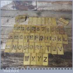 Vintage Brass Plate Letters & Numbers Stencil Set - Good Condition