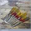 Set Of 8 Marples Shamrock Shatterproof Bevel Edge Gouge Chisels - Sharpened Honed