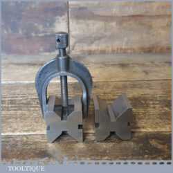 Vintage Matched Pair Engineers 1 ½” Vee Blocks & Clamp - Good Condition