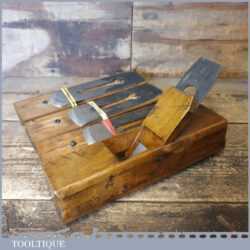 Vintage Pattern Maker’s Beechwood Hollowing Plane 4 Soles & Matching Irons