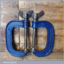 Vintage Pair 3” Record Woodworking G Clamps - Good Condition