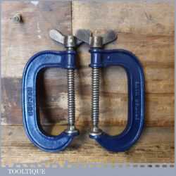 Vintage Pair 4” Record Woodworking G Clamps - Good Condition