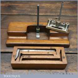 Vintage Pattern Maker’s Beech Brass OWT Hand Router Plane Plus Smaller Gunmetal Router