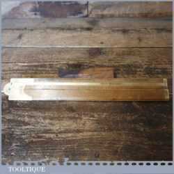 Vintage J Rabone 24″ Single Fold Brass Bound Boxwood Rule - Brass Slide Rule