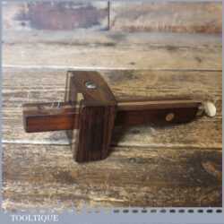 Vintage Carpenter’s Rosewood Brass Mortise Gauge With Screw Adjustment