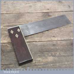 Vintage 8 Inch Rosewood And Brass Square - Good Condition