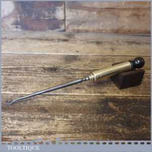 Nice Antique Boot Button Hook Brass Ebony Handle - Good Condition